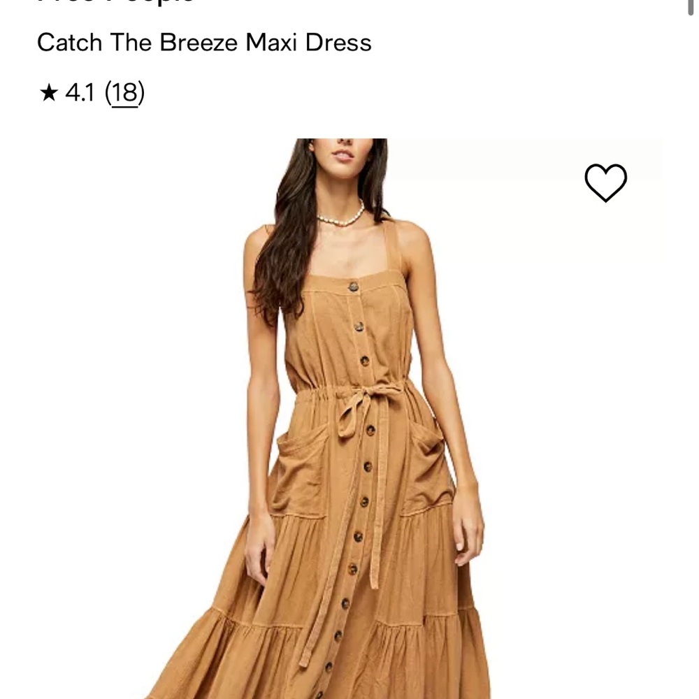Free People Tan Sleeveless Sundress with Ruffled Tiered Skirt